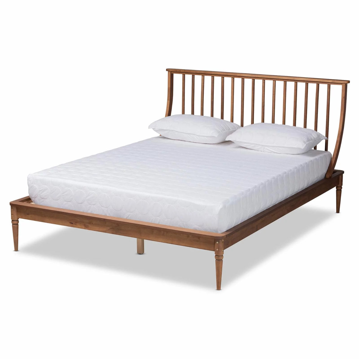 Walnut Brown Wood King Size Platform Bed E488316