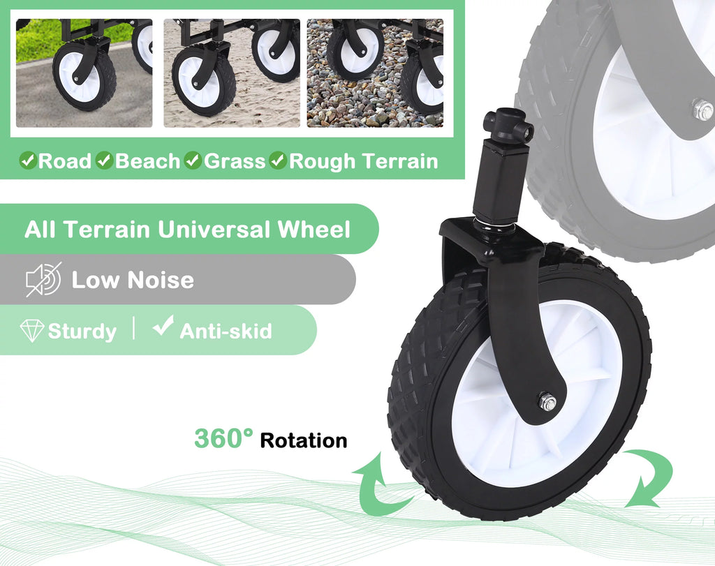 Collapsible Folding Wagon with All-Terrain Wheels Black X777