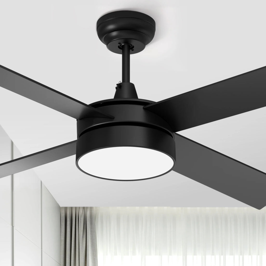 Black Ceiling Fan with Light and Remote O900