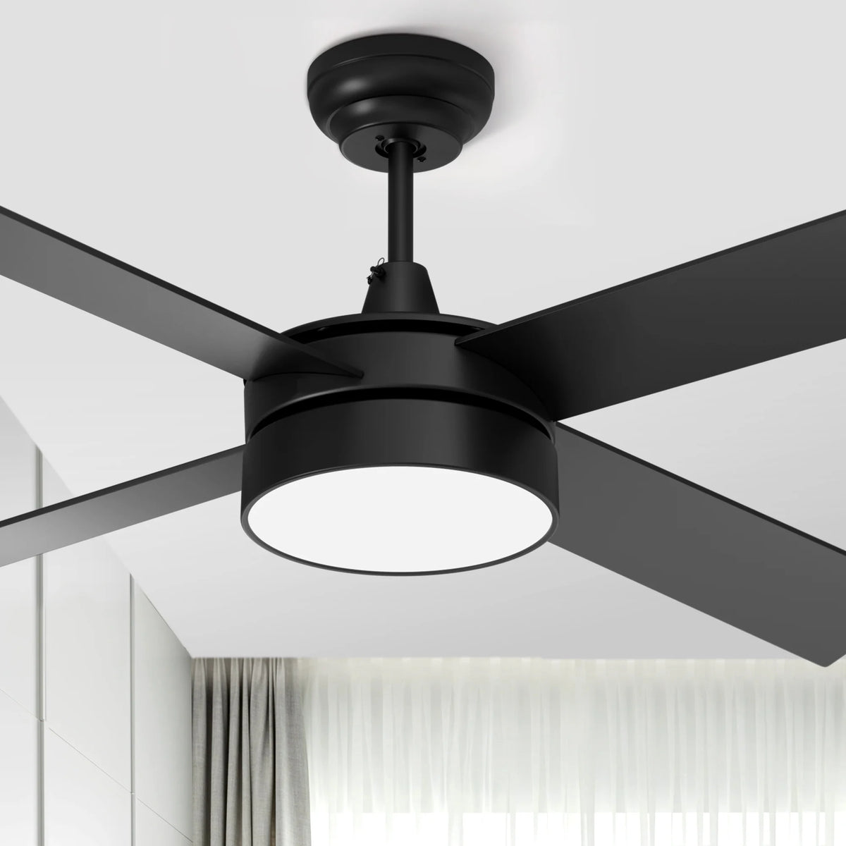Black Ceiling Fan with Light and Remote O900