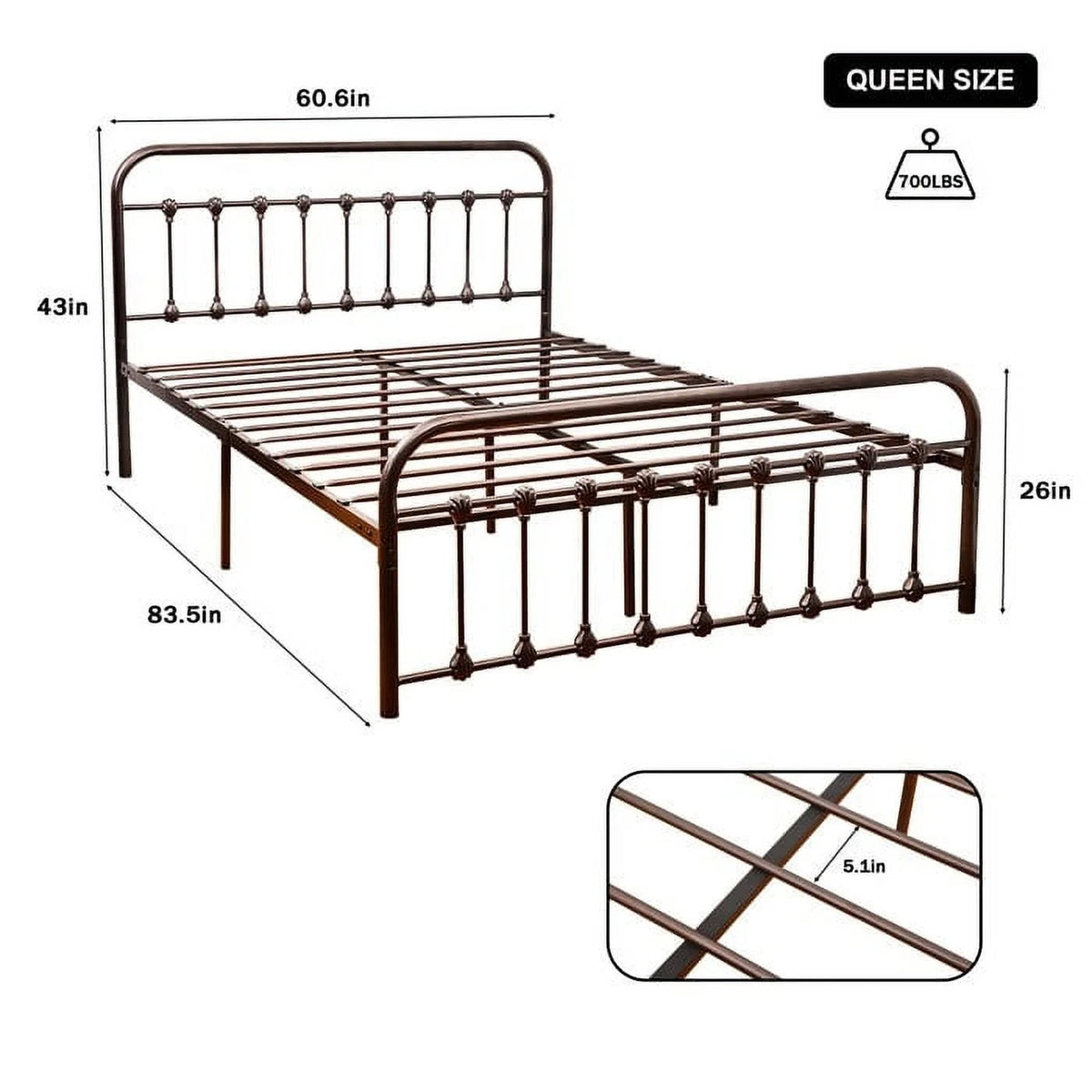 Full/Queen Platform Metal Bed Frame X259327