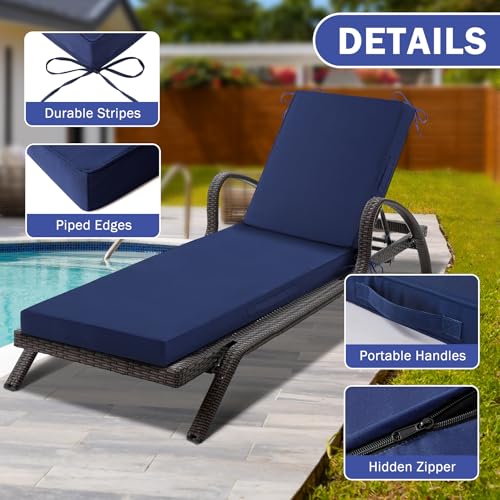 Waterproof Outdoor Chaise Lounge Cushion with Ties M225484