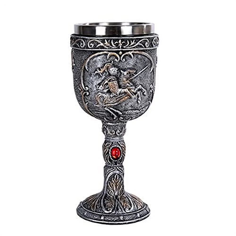 Polyresin Wine Goblet with Stainless Steel Rim O854698