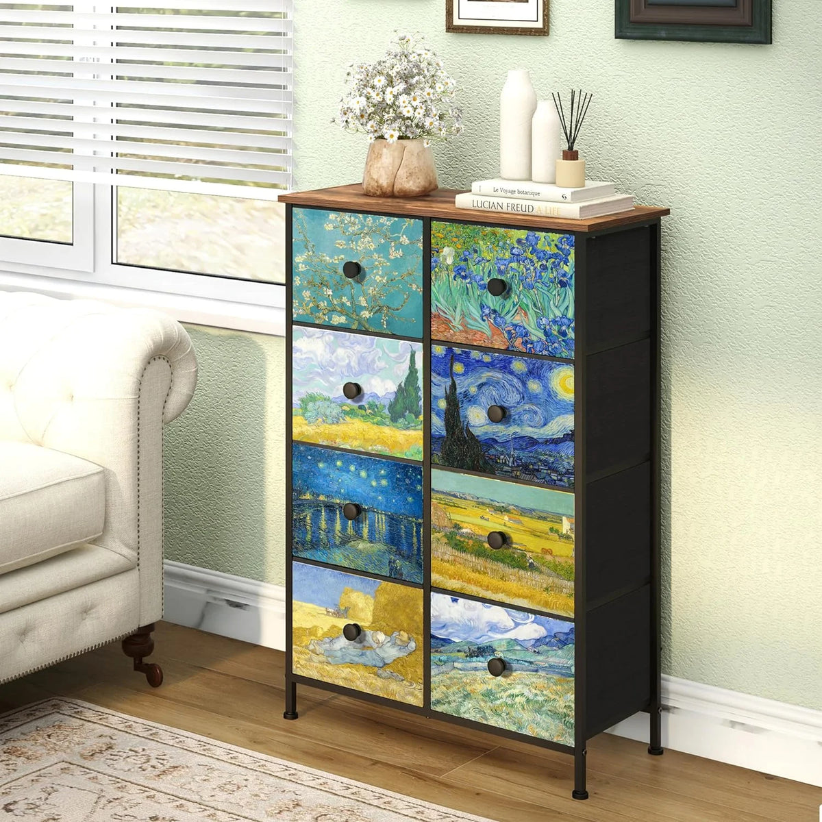Rustic Brown 8 Drawer Tall Dresser U831