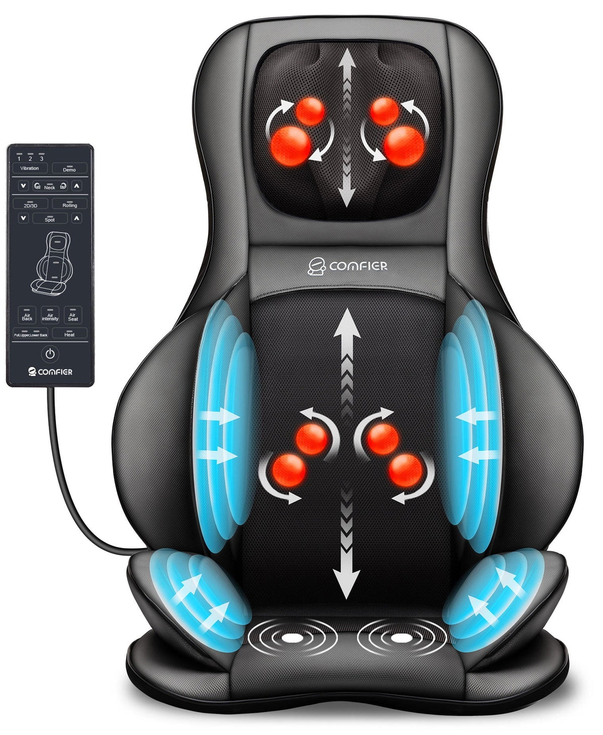 Black Shiatsu Massage Chair Pad C60565