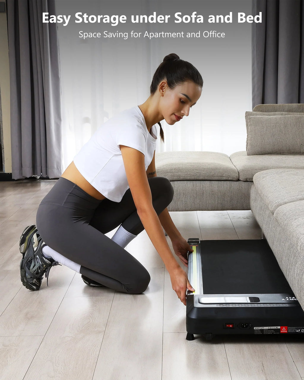 Black Portable Under Desk Treadmill with Remote Control Y387
