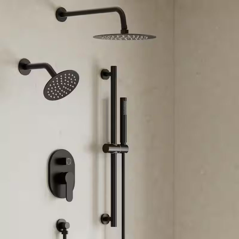 Wall Mounted Dual Shower Head and Handheld Shower Head 2.5 GPM Matte Black C89958