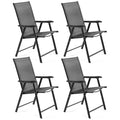 Black Set of 4 Folding Patio Dining Chairs with Armrests F48445