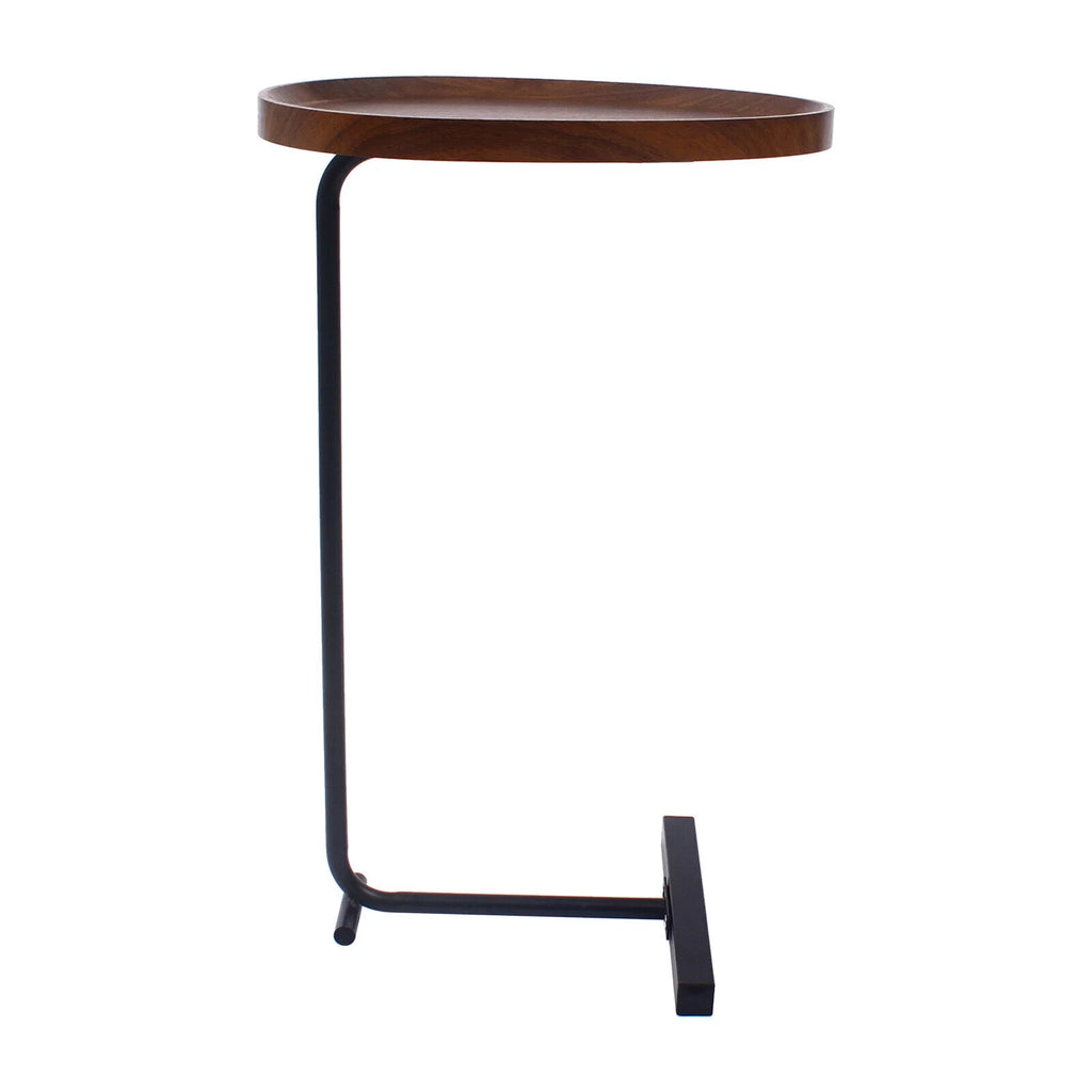 Walnut C-Shaped Sofa Side End Table V48473