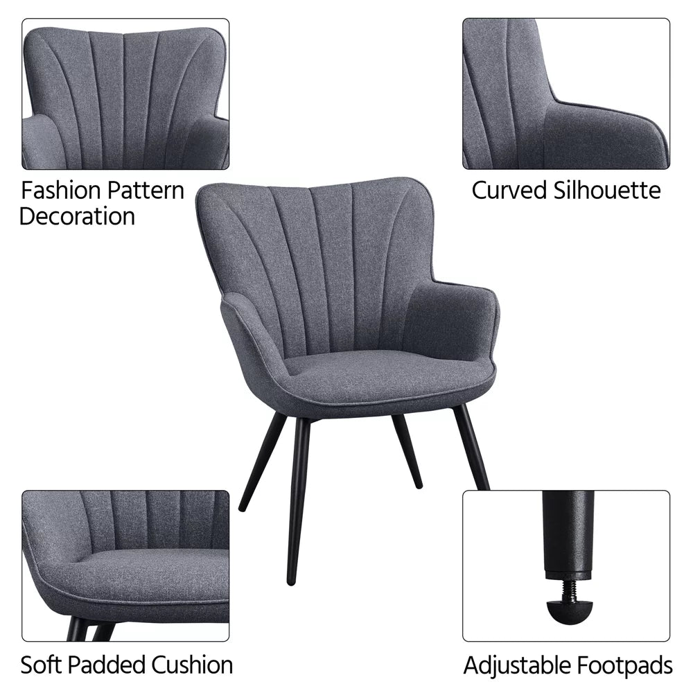 Gray Upholstered Fabric Wingback Armchair O621