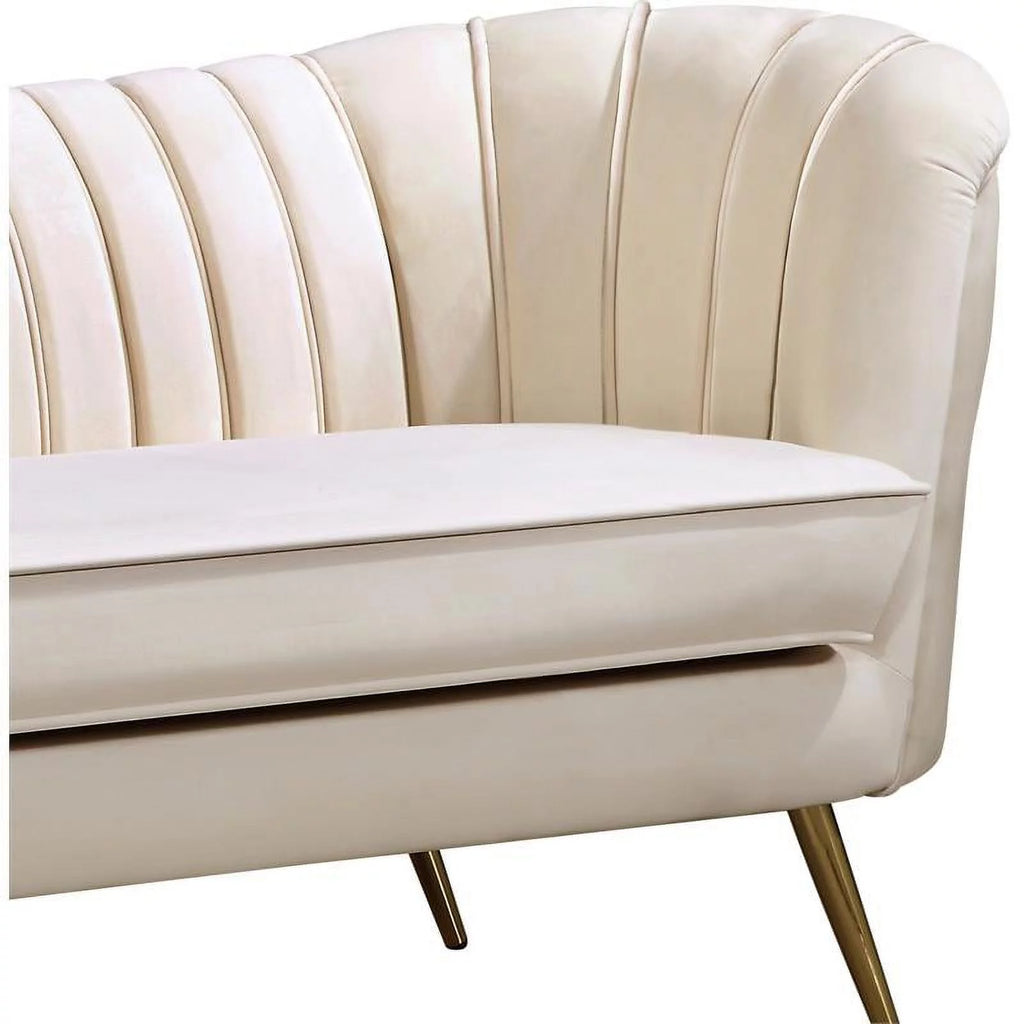 Cream and Gold Accent Chair Chaise and Loveseat 3-Piece Set K493