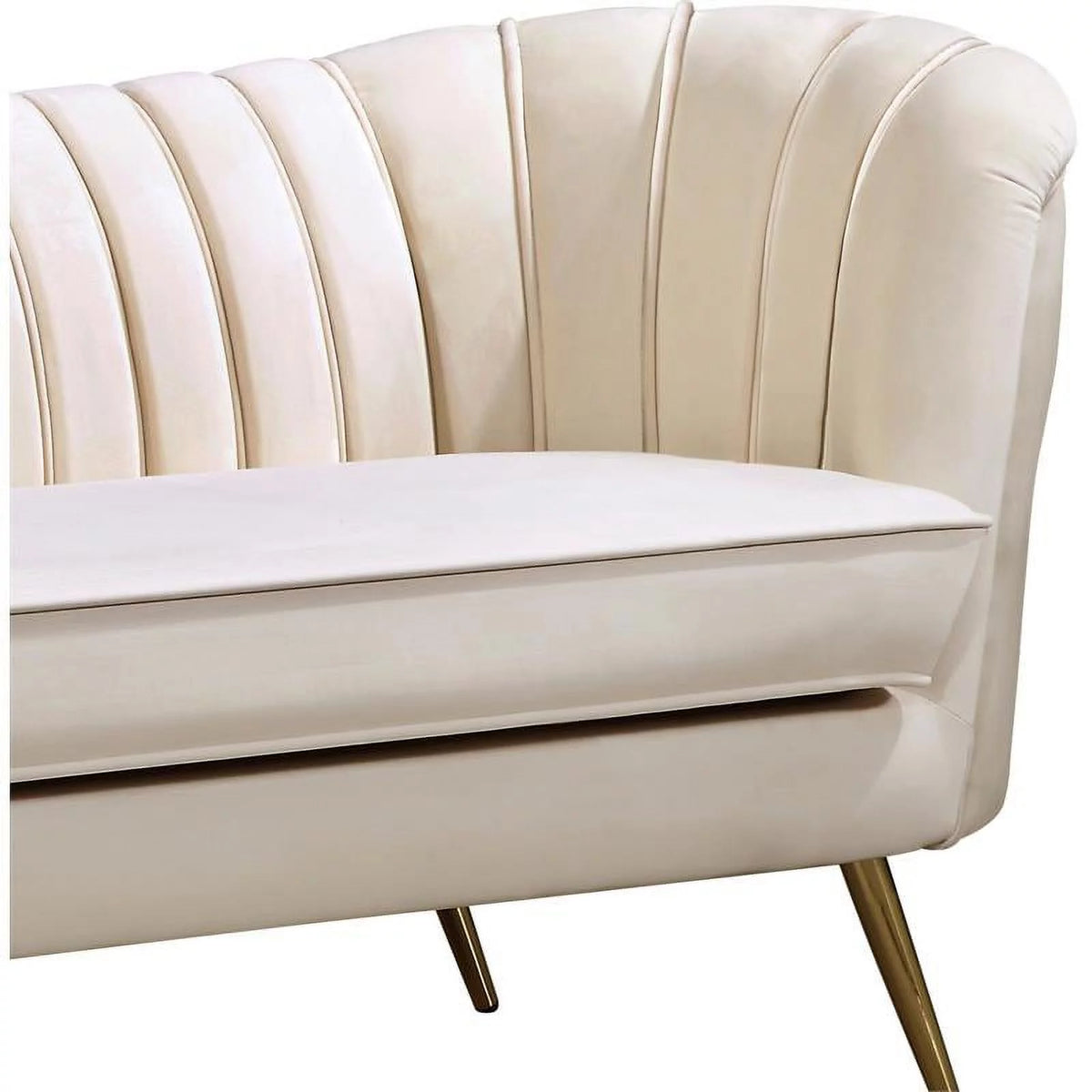 Cream and Gold Accent Chair Chaise and Loveseat 3-Piece Set K493