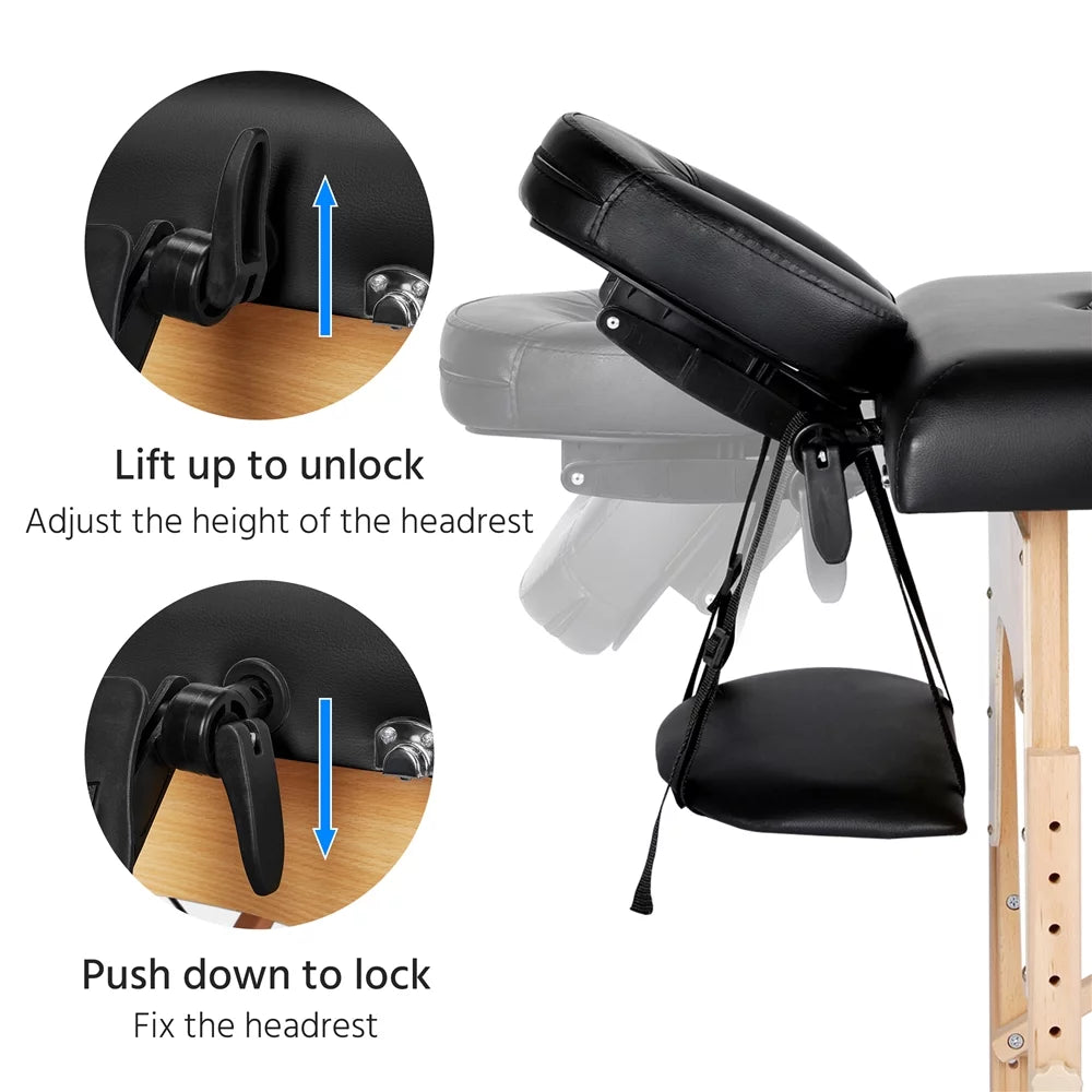 Folding Adjustable Massage Table Black H6155