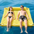 Inflatable Floating Mat with Non-Slip Wave Pattern and Dual Headrest A3298