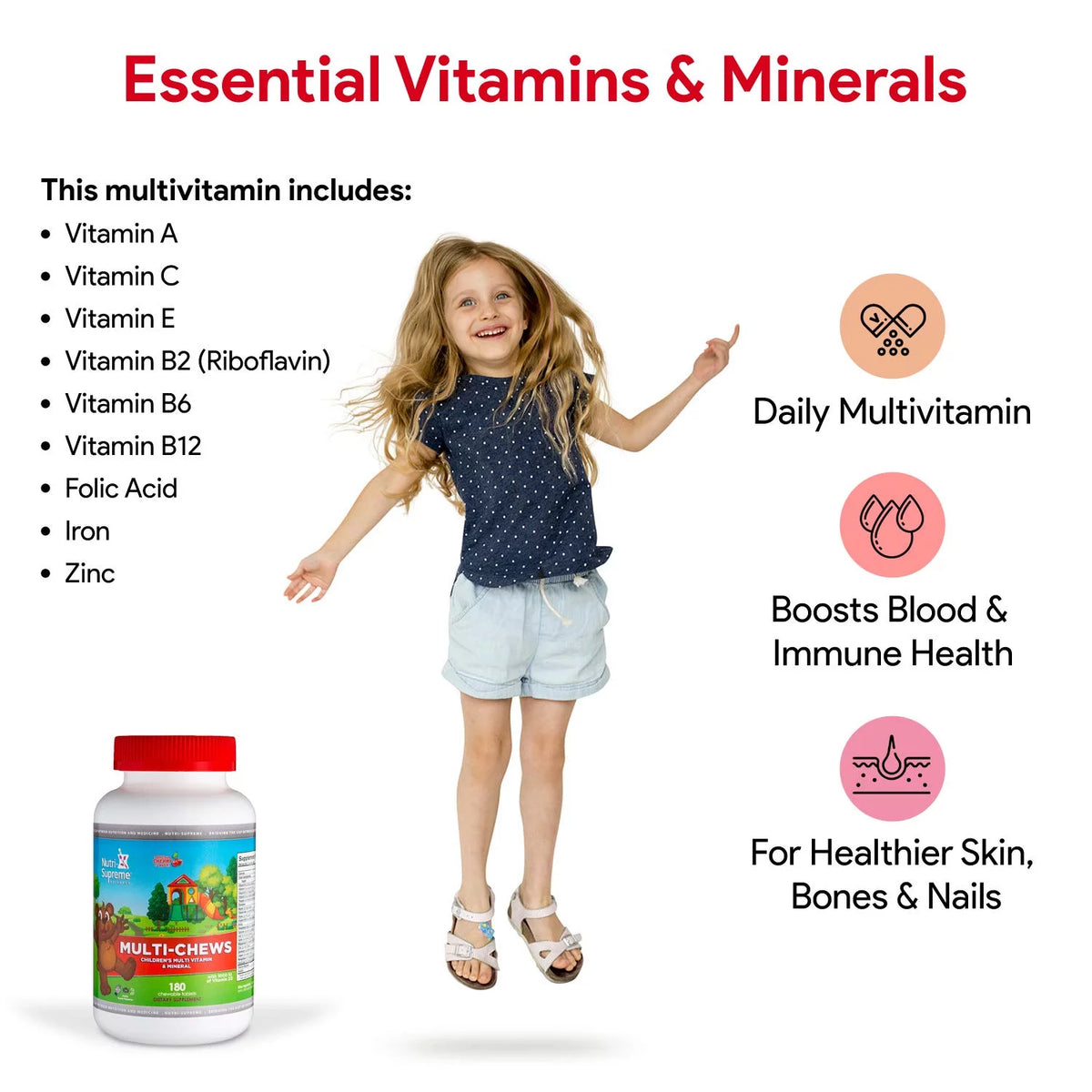 Kosher Children's Multi-Vitamin & Mineral Cherry Flavor 180 Wafers I24634
