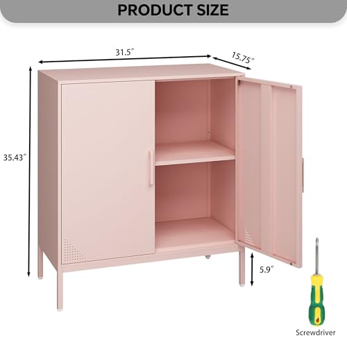 Black Metal Storage Cabinet with Adjustable Shelves F493