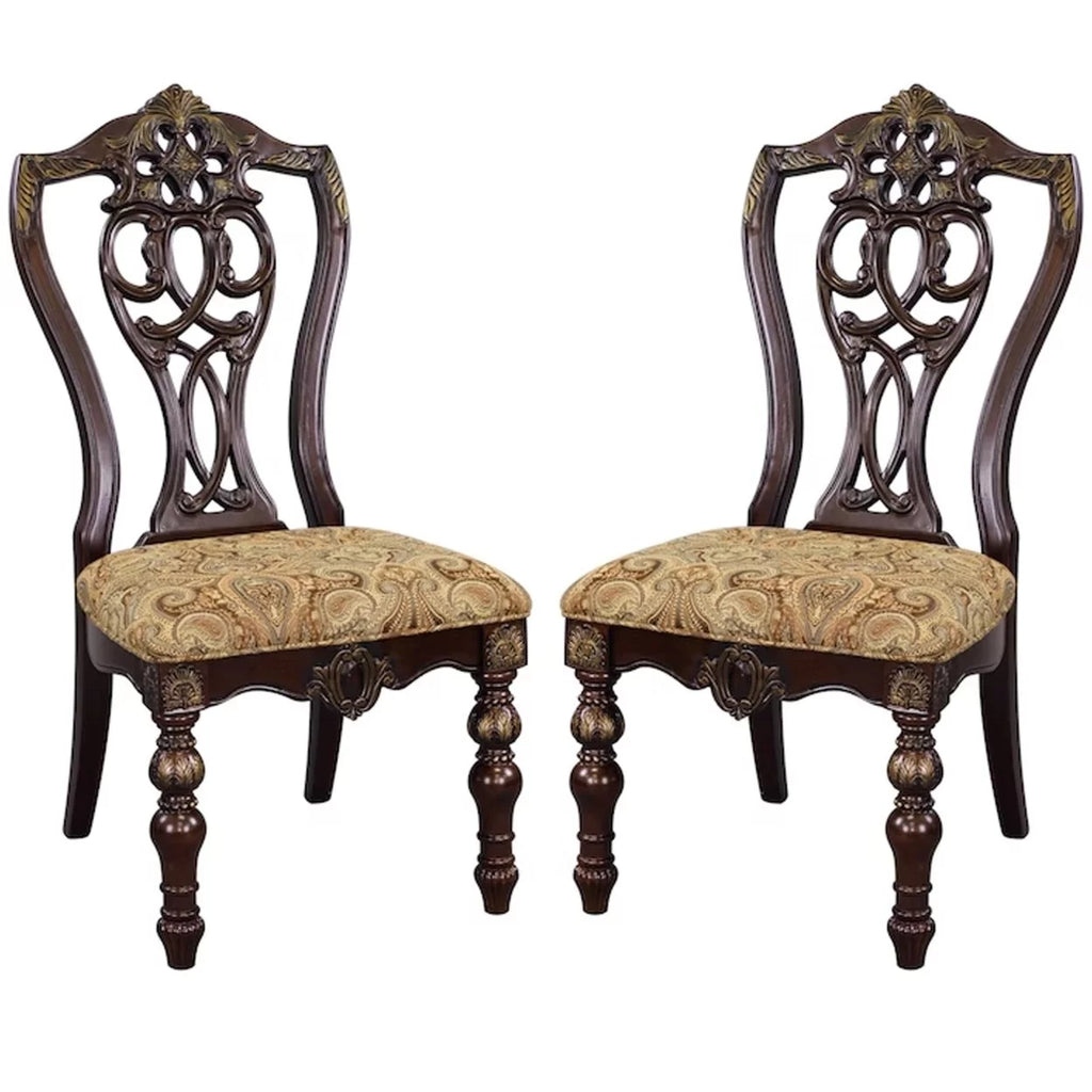 Fabric Upholstered Wooden Side Chair Set of 2 G981