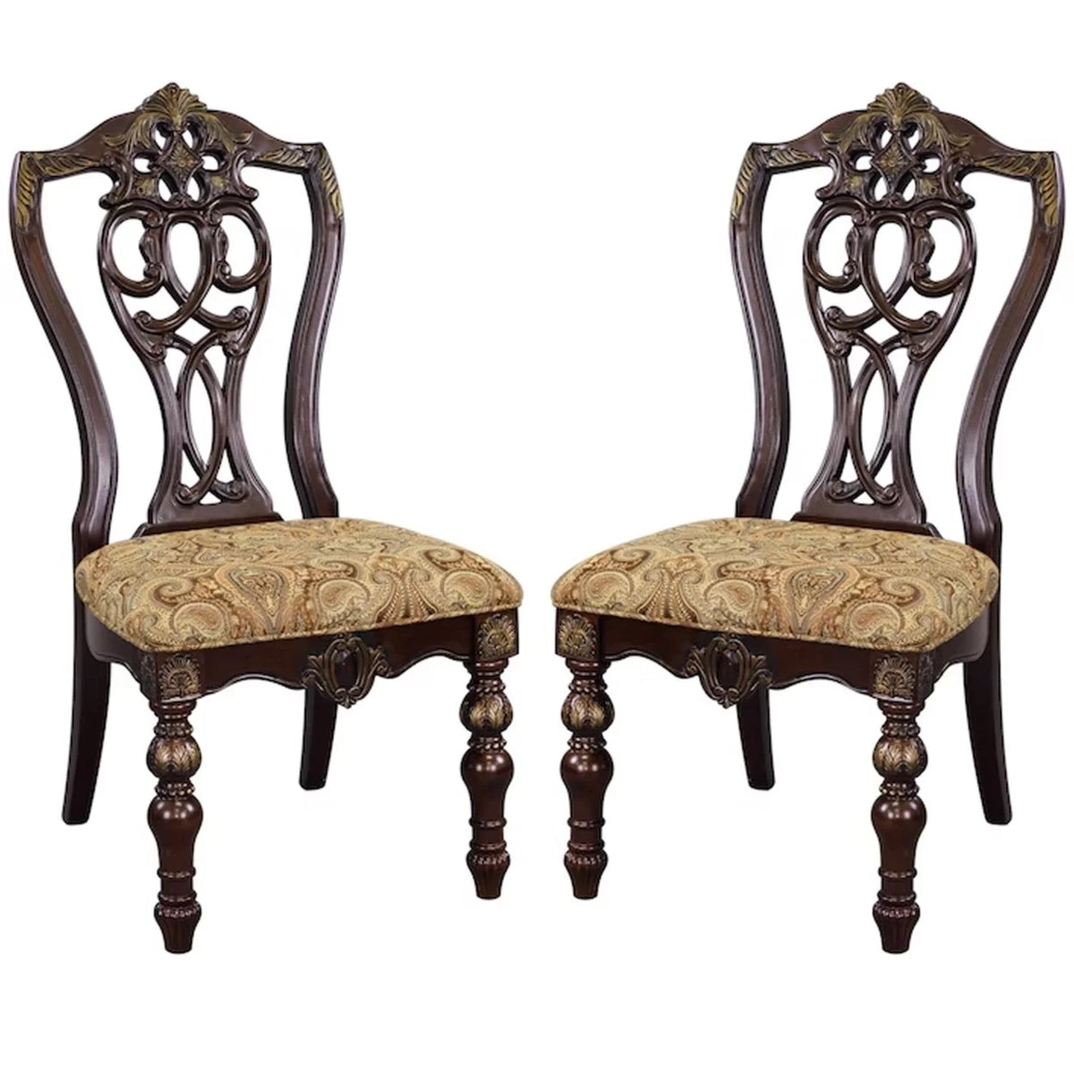 Fabric Upholstered Wooden Side Chair Set of 2 G981