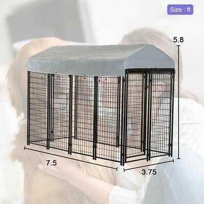 8 x 4 x 6 ft Heavy Duty Metal Dog Kennel D94282