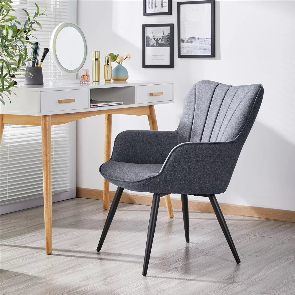 Gray Upholstered Fabric Wingback Armchair O621