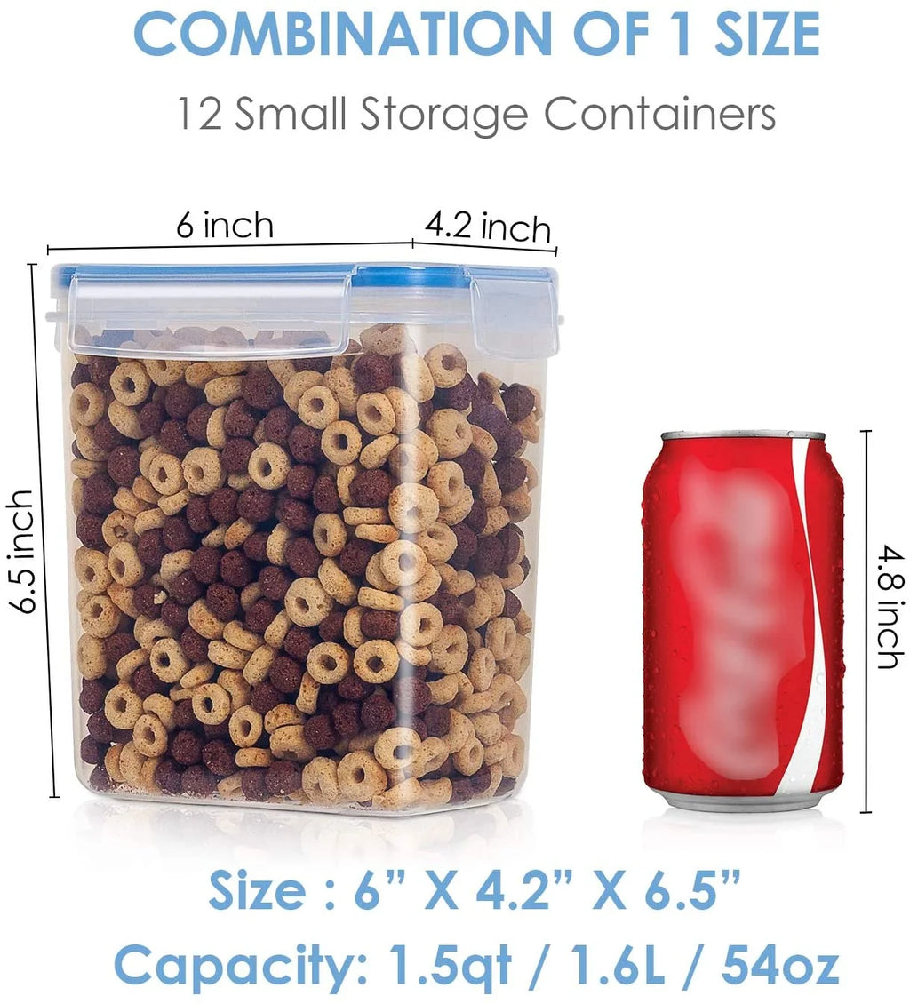 Airtight Food Storage Containers 12 Pieces 1.5qt Plastic Kitchen Pantry Containers Dishwasher Safe E3021