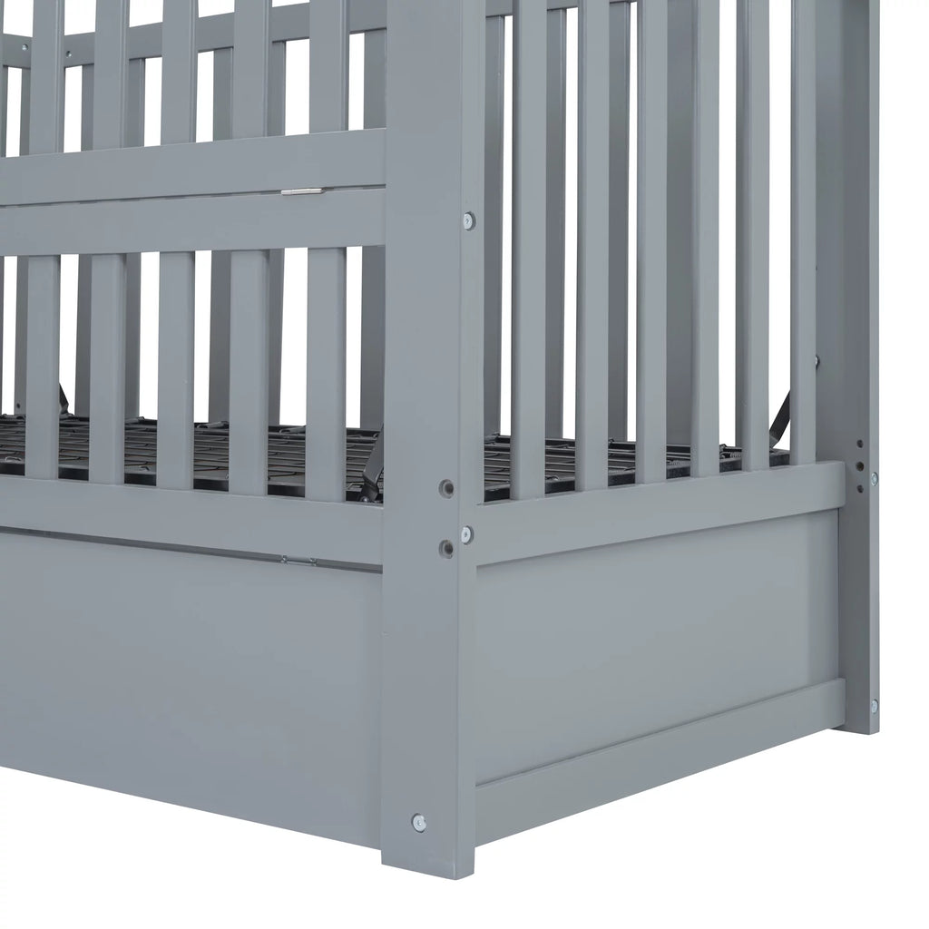 Convertible Crib with Drawer and 3 Adjustable Heights, Gray Q231