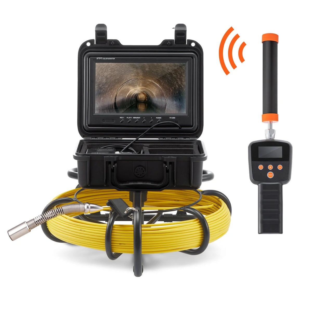 Sewer Camera Pipe Inspection Camera with 512hz Sonde 9in 720p Screen 164 ft Z7864