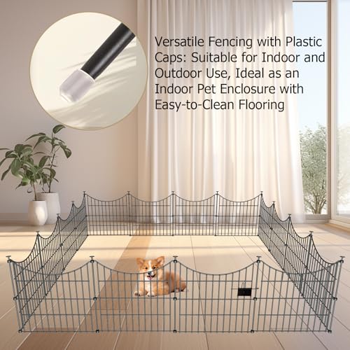 10 Panels Rustproof Metal Garden Fence with Ground Stakes O98122
