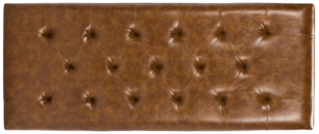 Rustic Curved Leather Tufted Bench V73333