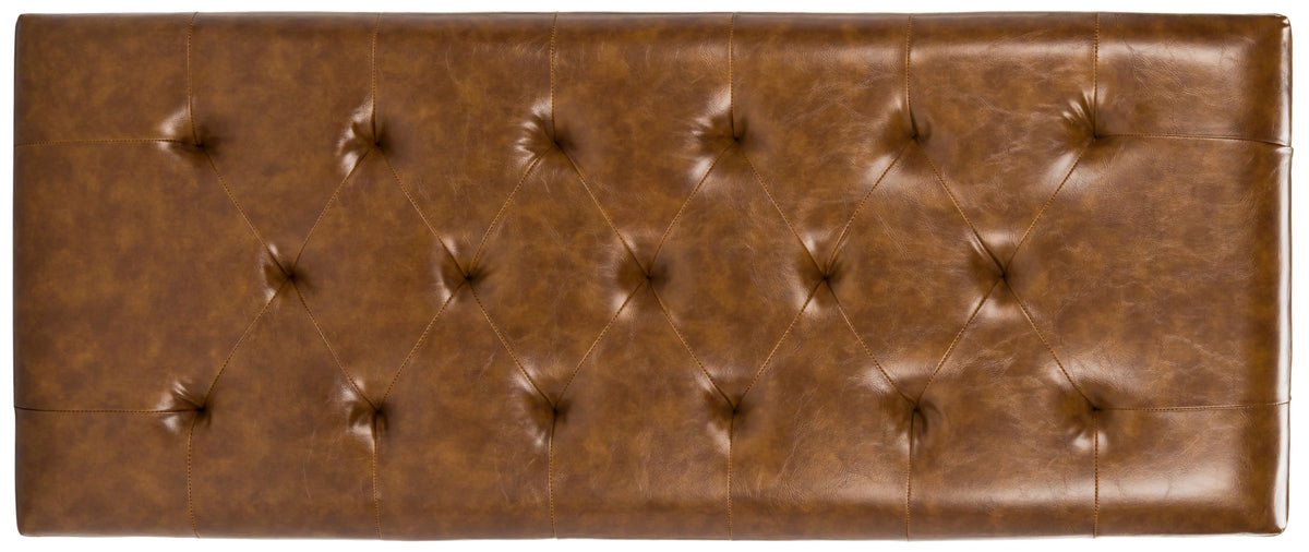 Rustic Curved Leather Tufted Bench V73333