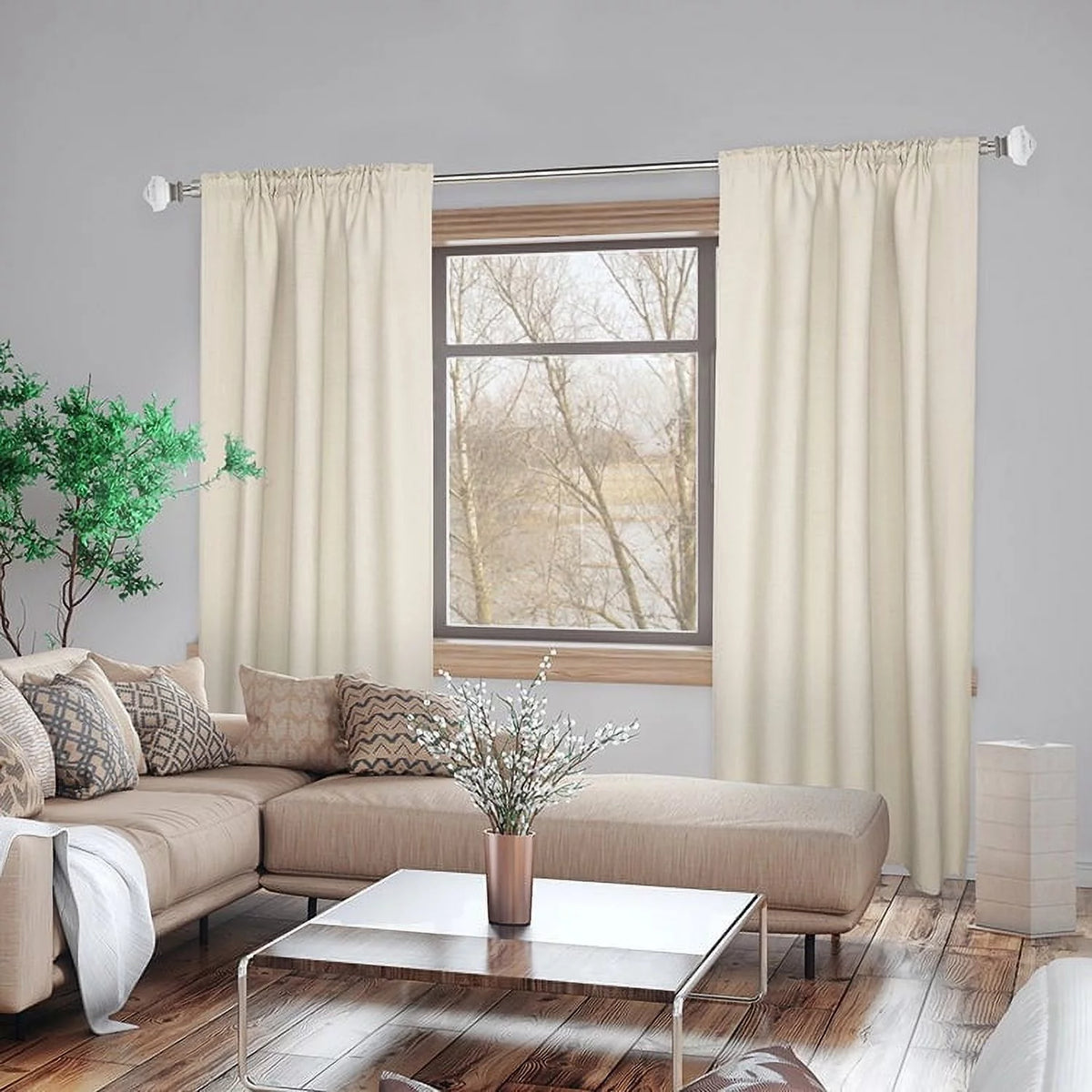 1" Curtain Rod Set Brushed Nickel 72"-144" S742