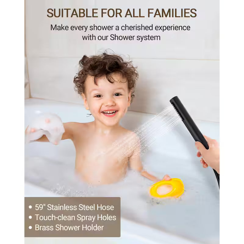 Wall Mounted Dual Shower Head and Handheld Shower Head 2.5 GPM Matte Black C89958
