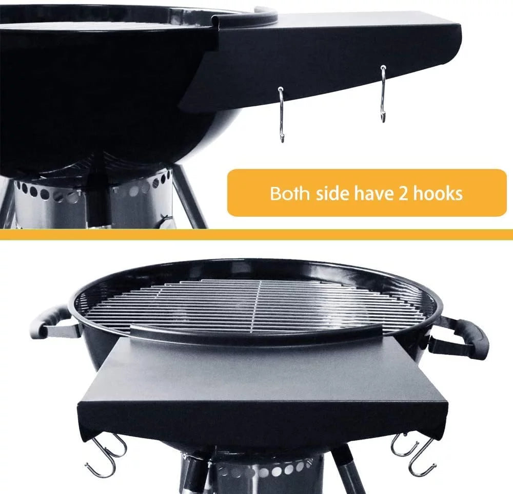 Black Powder Coated Steel Grill Table Shelf W22969