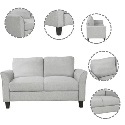 Light Gray Linen Fabric Sofa Set G68638