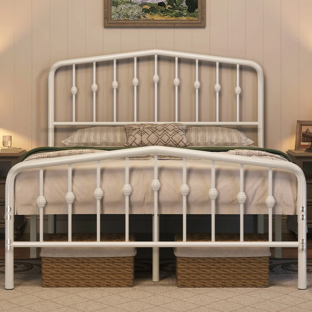 Queen Black Metal Platform Bed with Arched Headboard X7266