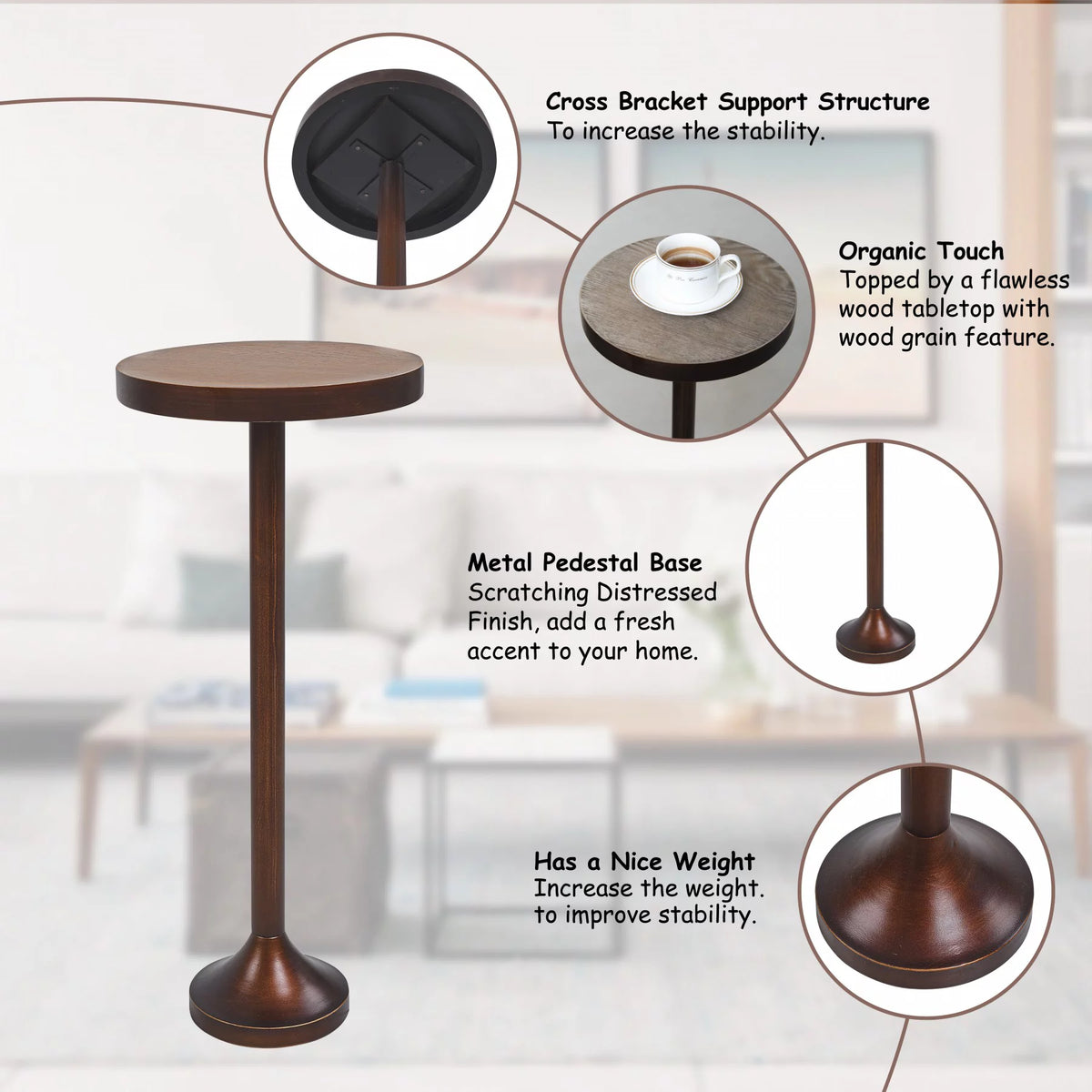 Small Drinking Table with Metal Base X5445