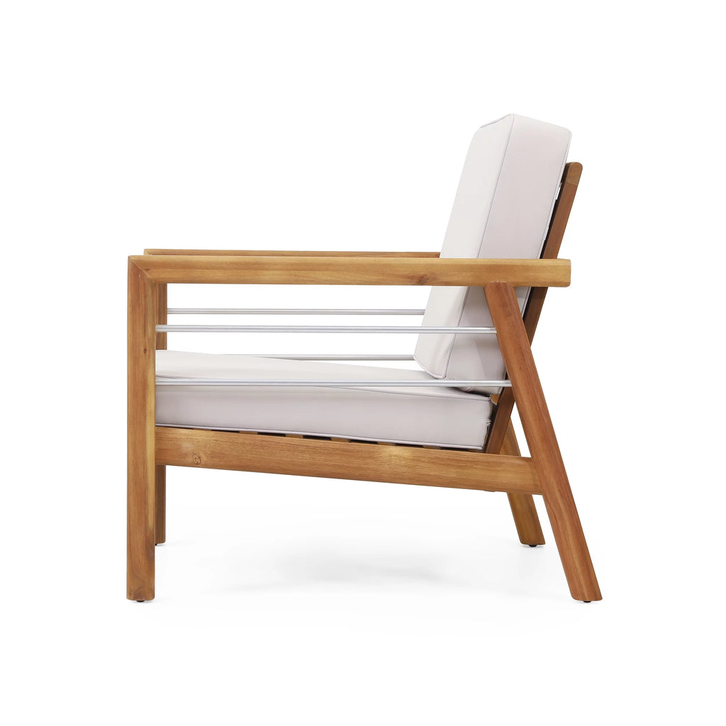 Acacia Wood Outdoor Club Chair with Cushions S8715