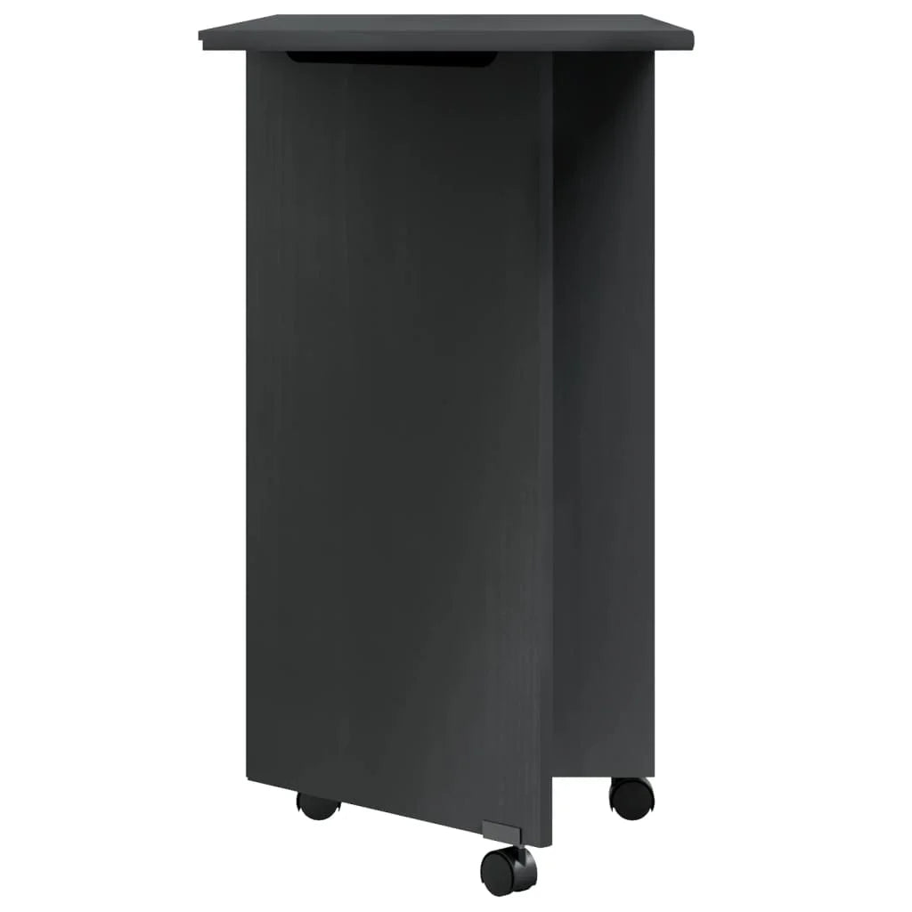 Rolling Cabinet with Desk, Foldable, Gray Solid Wood Pine F12836
