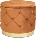 Orange Velvet Round Storage Ottoman R470