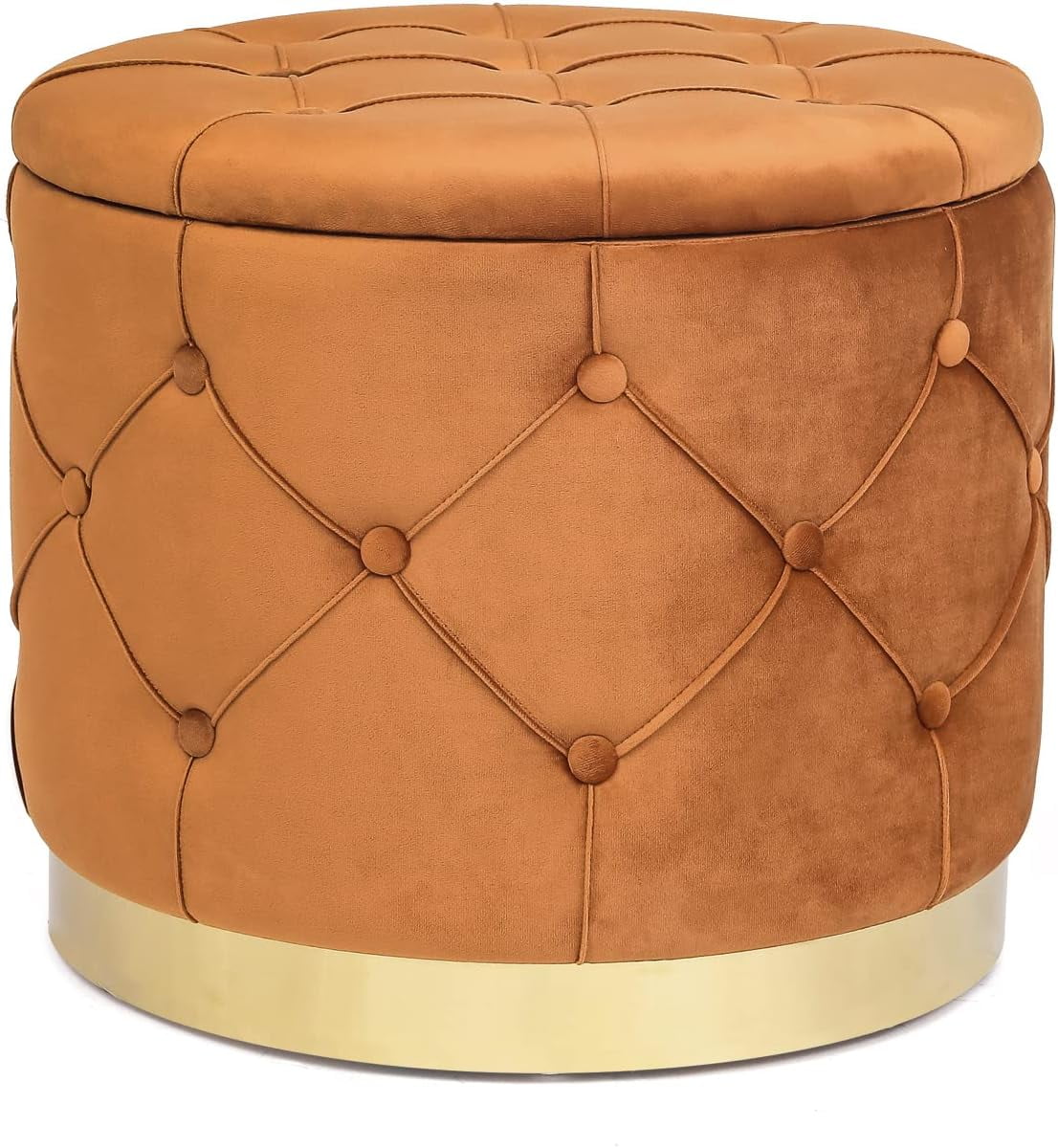 Orange Velvet Round Storage Ottoman R470
