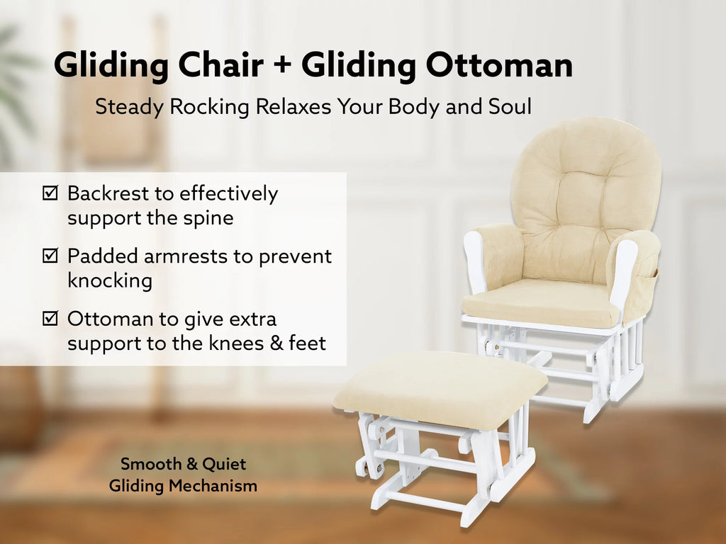 White Glider and Ottoman Set F34956