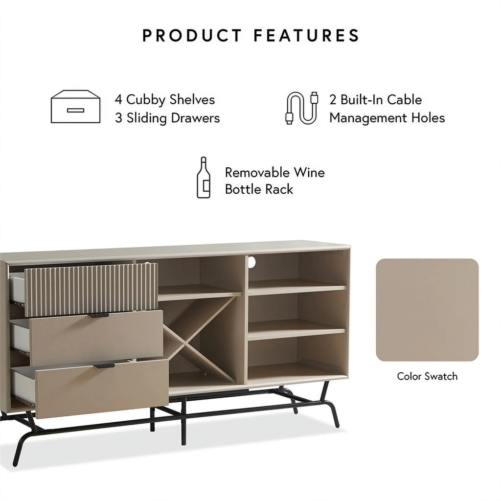 Light Taupe and Black Wood Buffet P363598