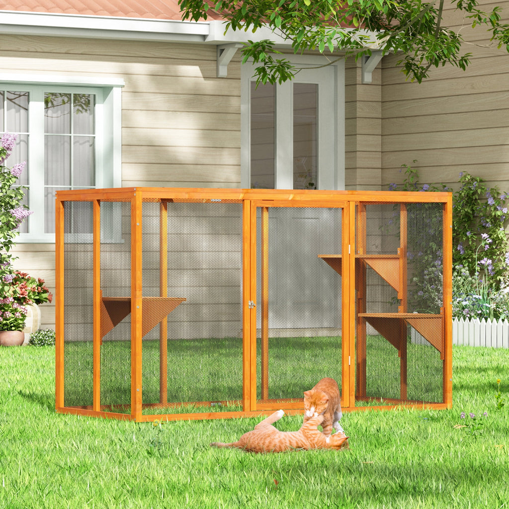 Wood Outdoor Cat House with Platforms F4894
