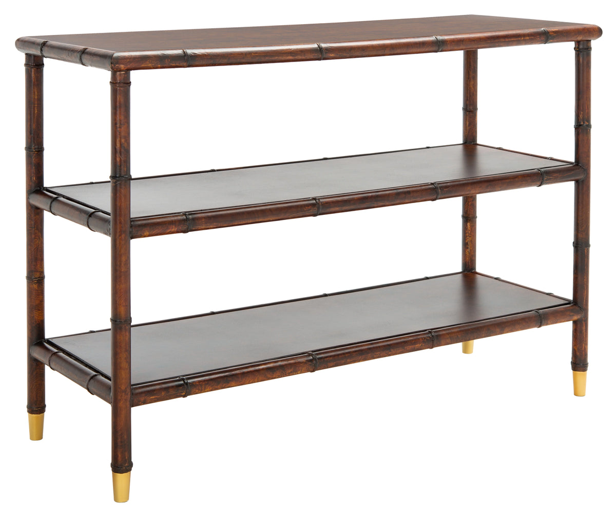 Dark Brown Gold Wood Console Table with Shelf C402823