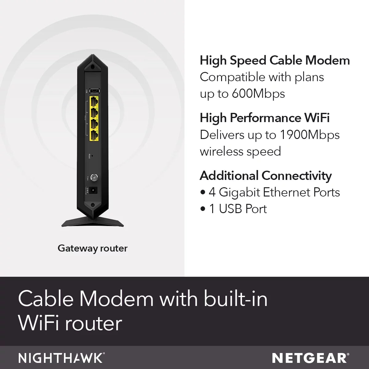 AC1900 DOCSIS 3.0 Cable Modem + WiFi Router K44598