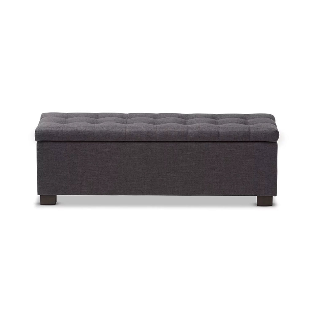 Dark Grey Fabric Storage Ottoman Bench N44526