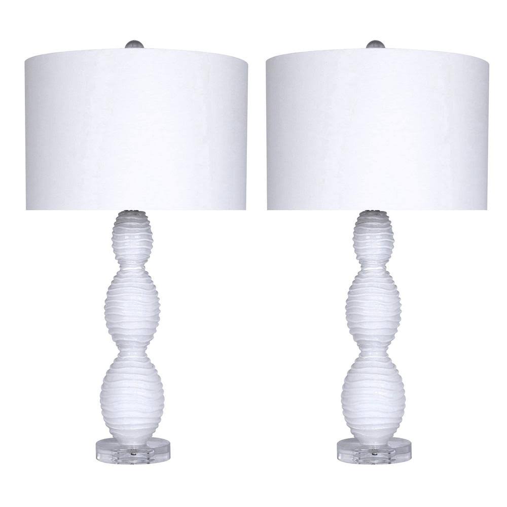 White Mercury Glass Table Lamp Set of 2 X3593