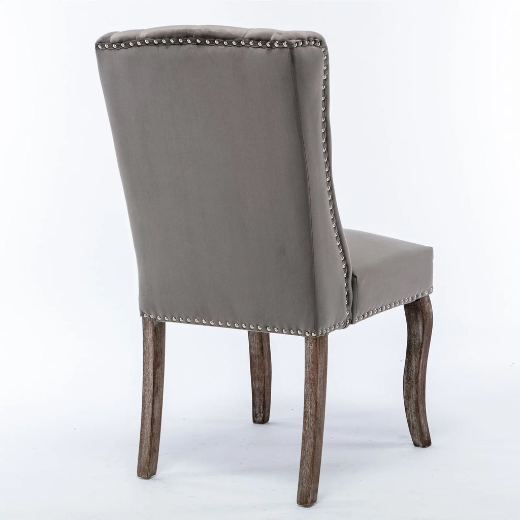 Gray Velvet Wood Set of 2 Dining Chair P8535
