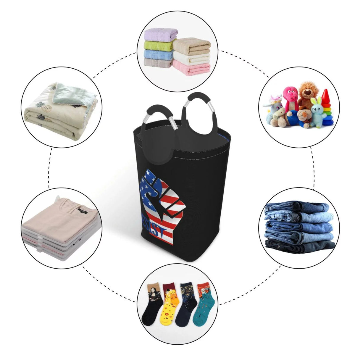 American Usa Flag Laundry Basket with Handles X61142