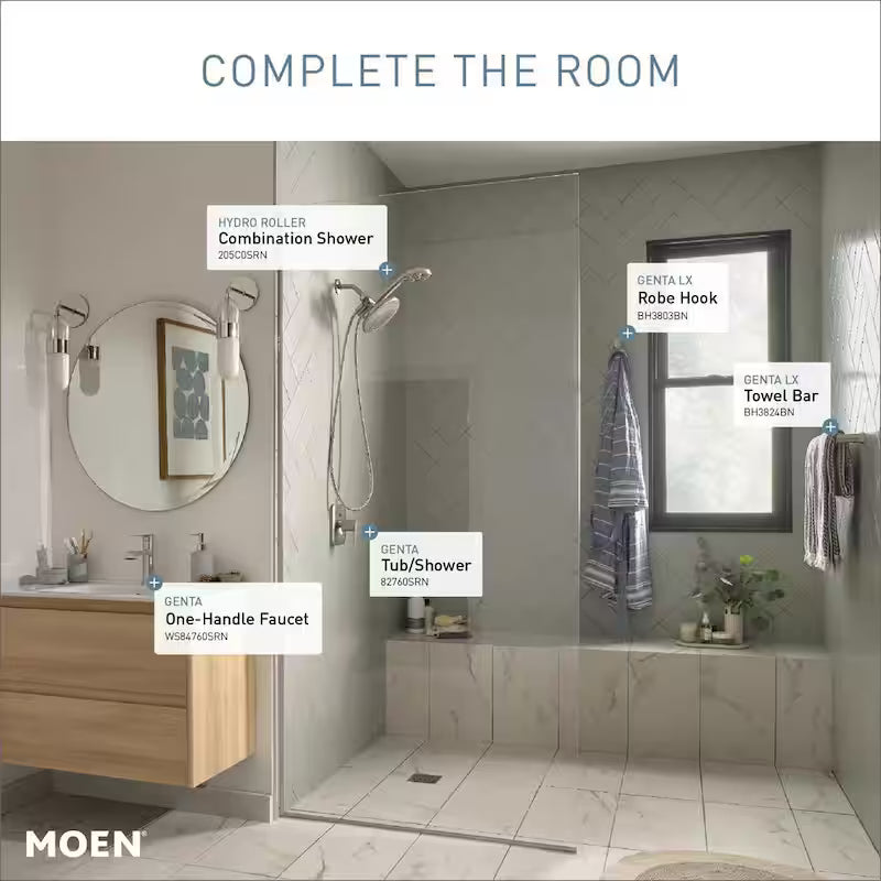 Single-Handle 1-Spray Tub and Shower Faucet Brushed Nickel B7714